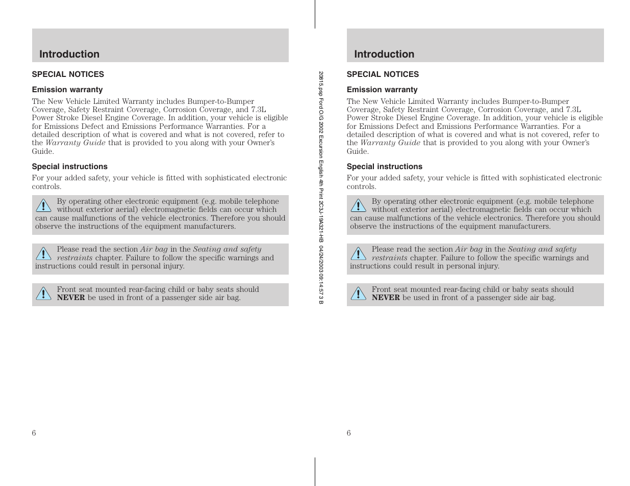 FORD 2002 Excursion v.3 User Manual | Page 6 / 272