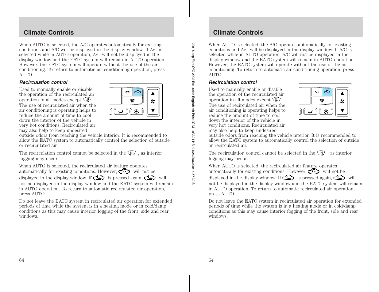 FORD 2002 Excursion v.3 User Manual | Page 64 / 272