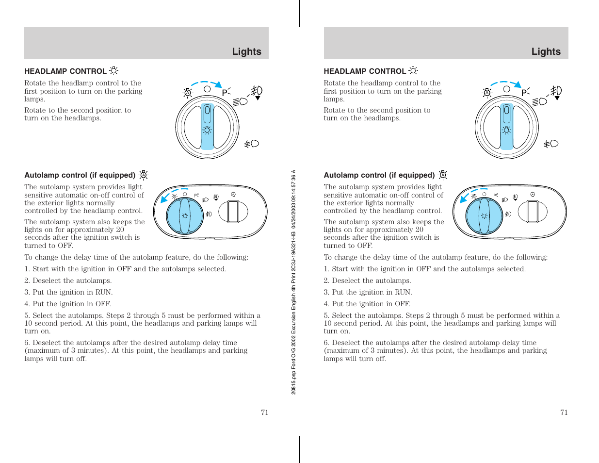Lights | FORD 2002 Excursion v.3 User Manual | Page 71 / 272
