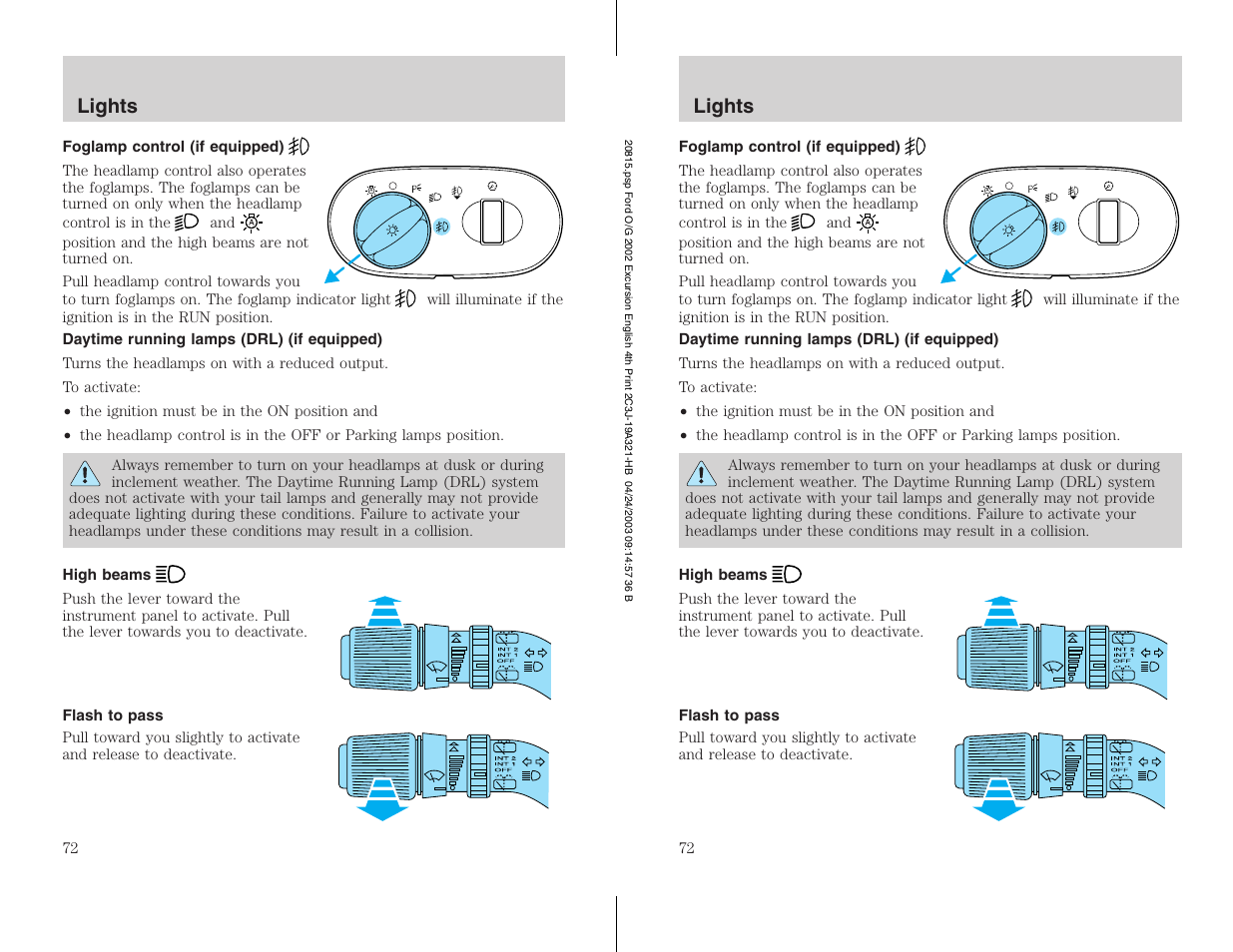 FORD 2002 Excursion v.3 User Manual | Page 72 / 272