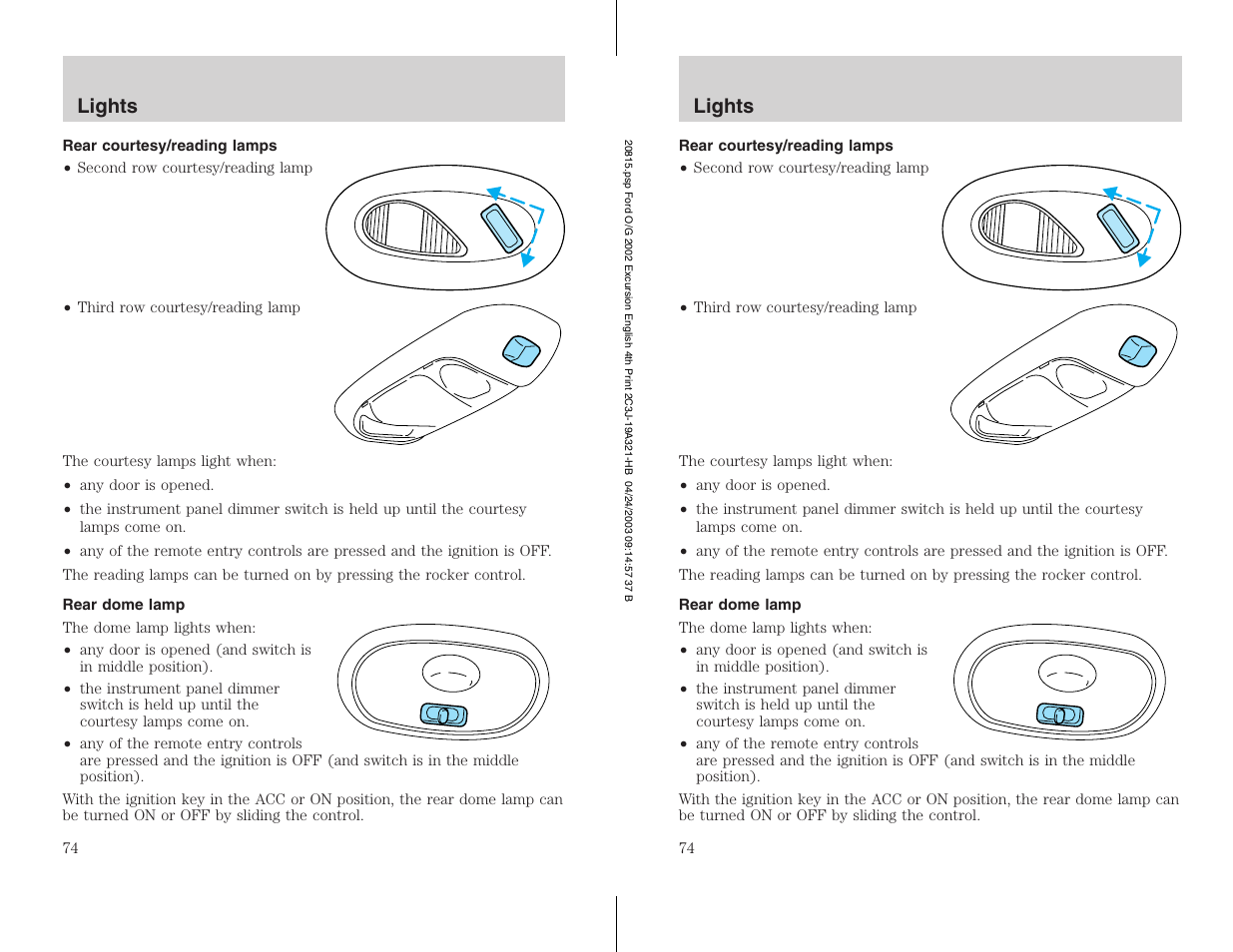 FORD 2002 Excursion v.3 User Manual | Page 74 / 272