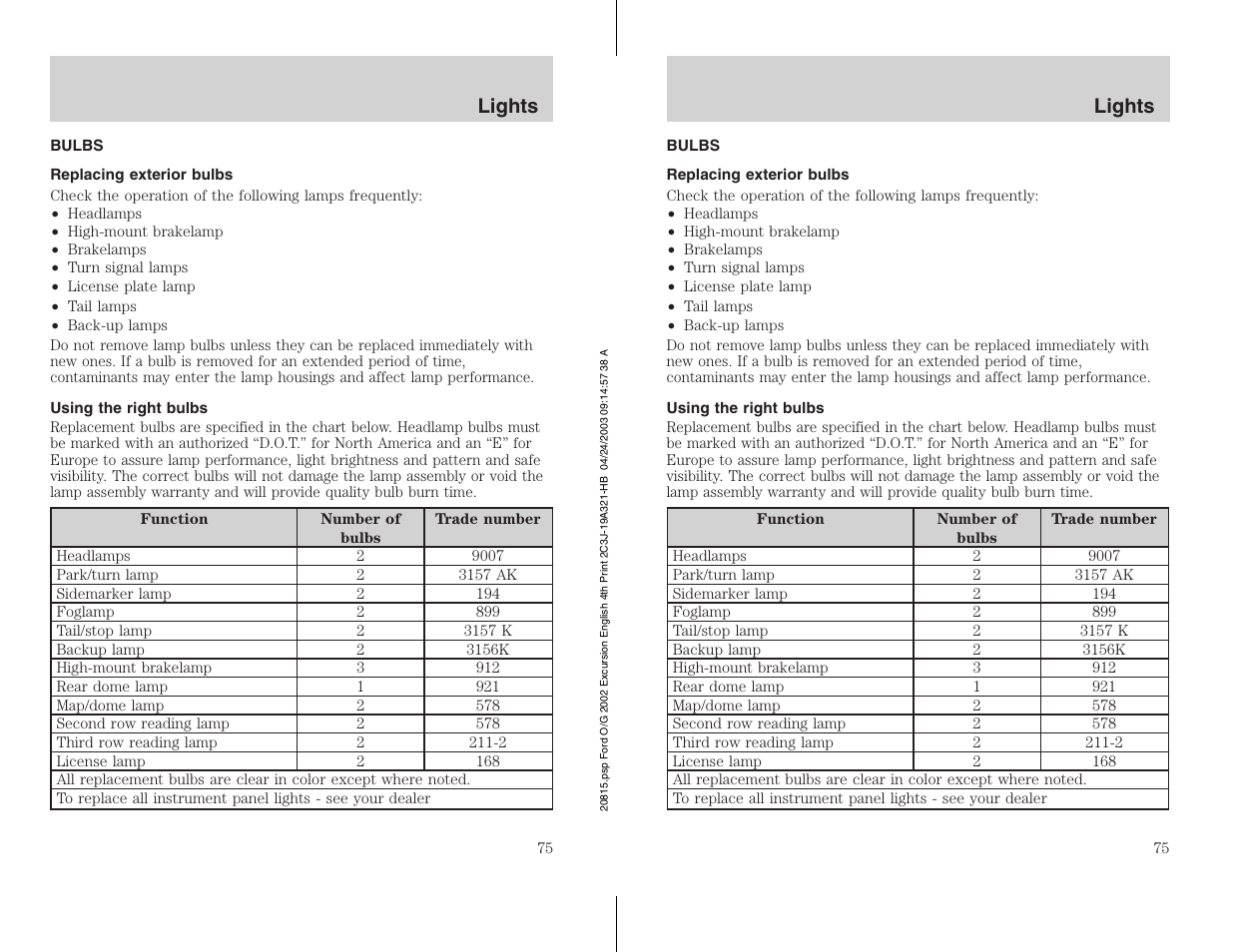 FORD 2002 Excursion v.3 User Manual | Page 75 / 272