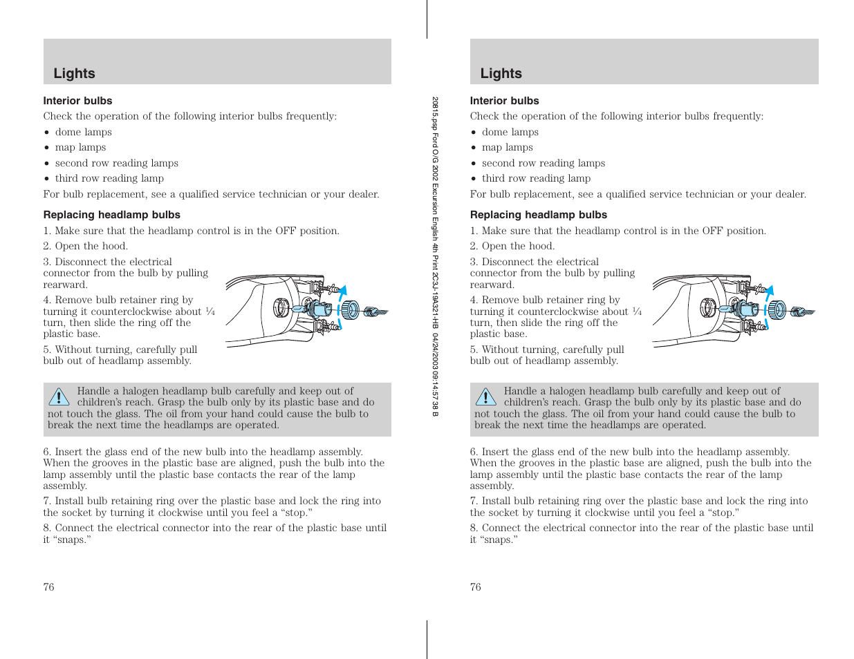 Lights | FORD 2002 Excursion v.3 User Manual | Page 76 / 272