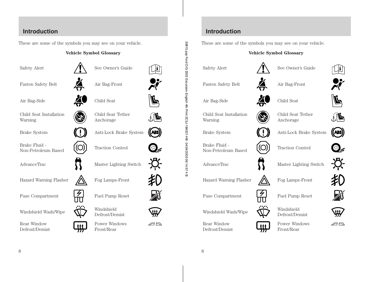 FORD 2002 Excursion v.3 User Manual | Page 8 / 272
