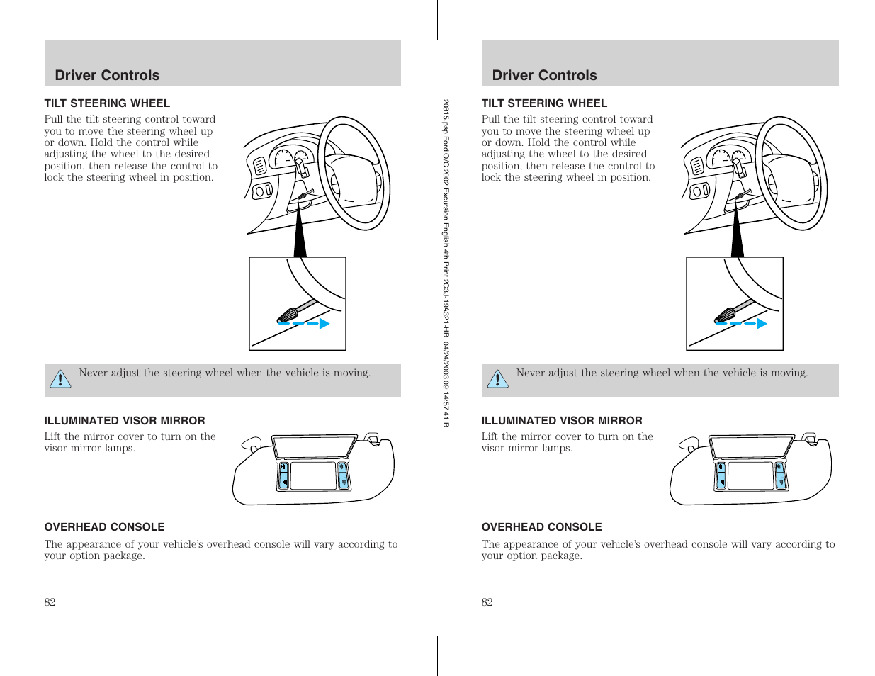 FORD 2002 Excursion v.3 User Manual | Page 82 / 272