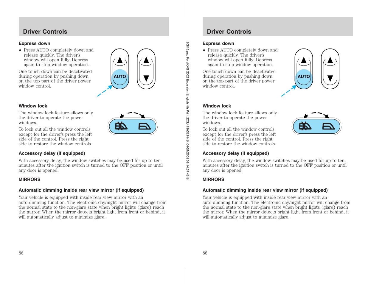 FORD 2002 Excursion v.3 User Manual | Page 86 / 272