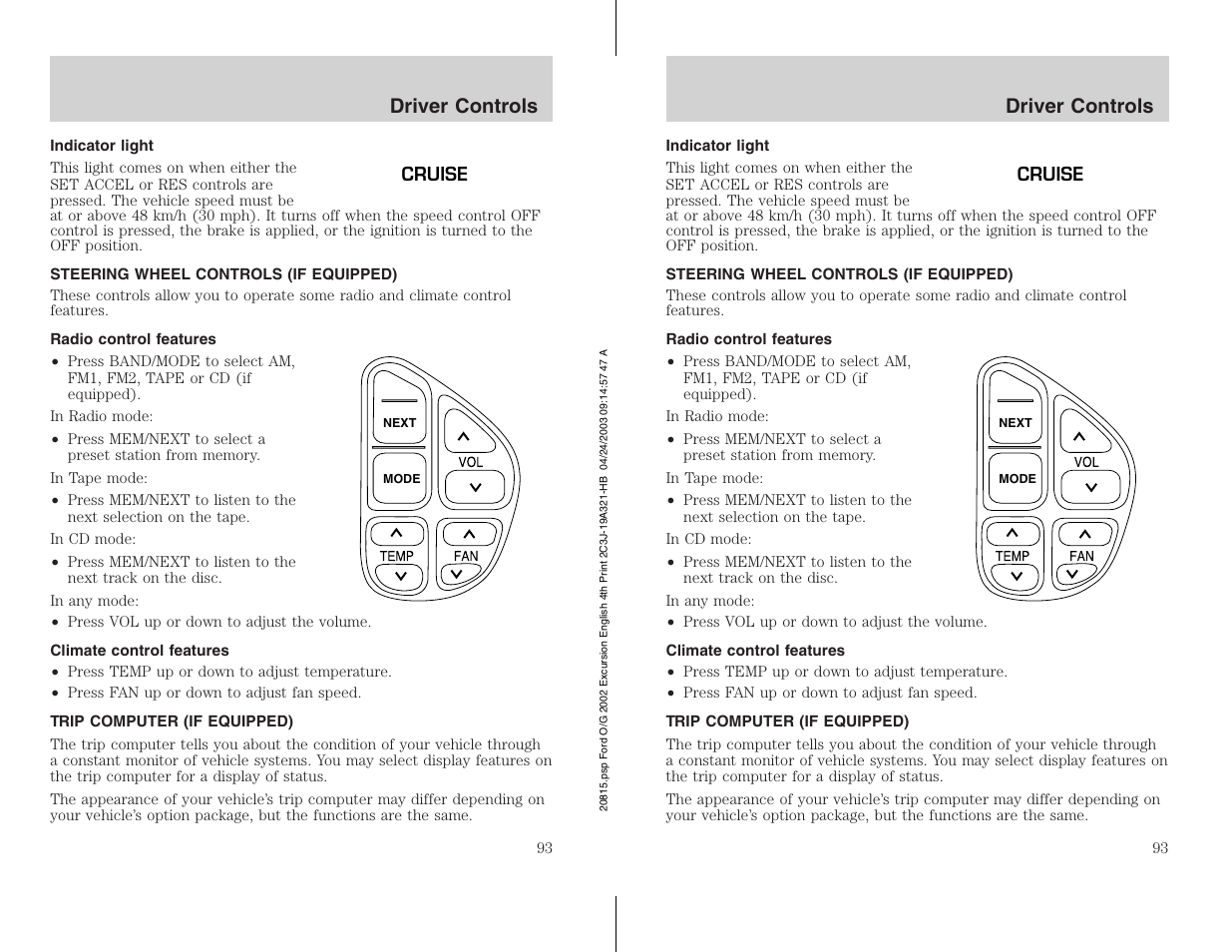 FORD 2002 Excursion v.3 User Manual | Page 93 / 272