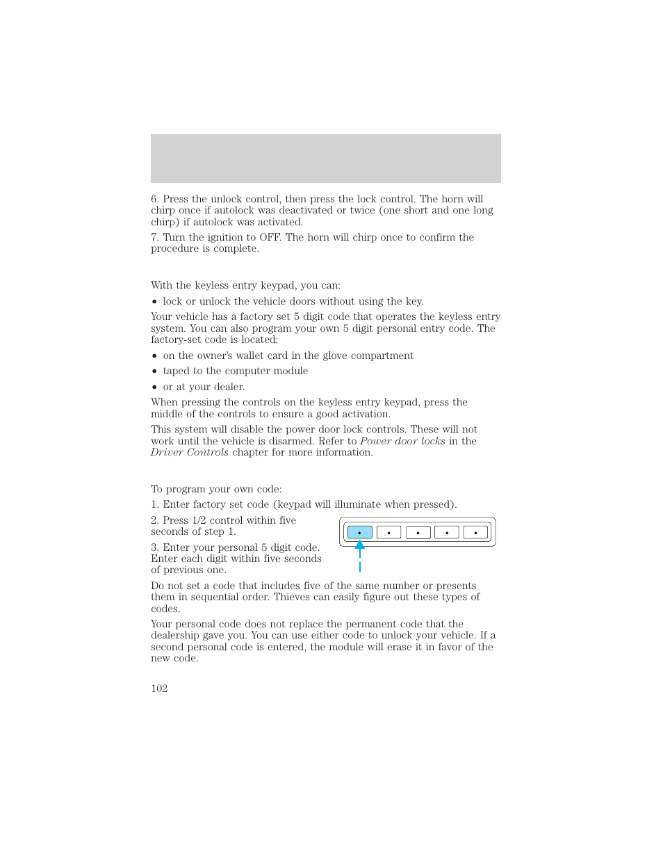 Locks and security | FORD 2002 Expedition User Manual | Page 102 / 280