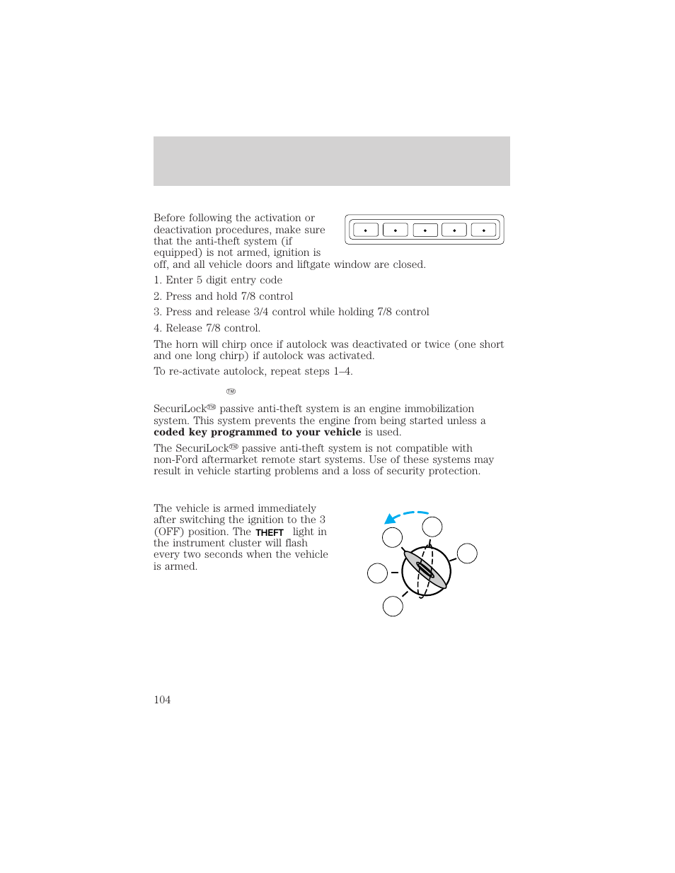 Locks and security | FORD 2002 Expedition User Manual | Page 104 / 280