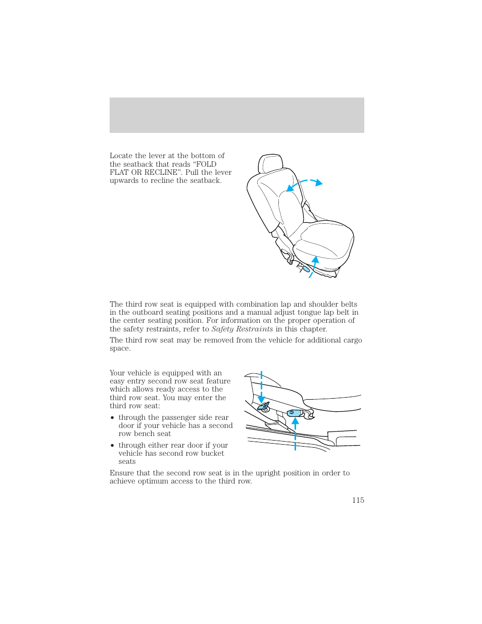 Seating and safety restraints | FORD 2002 Expedition User Manual | Page 115 / 280
