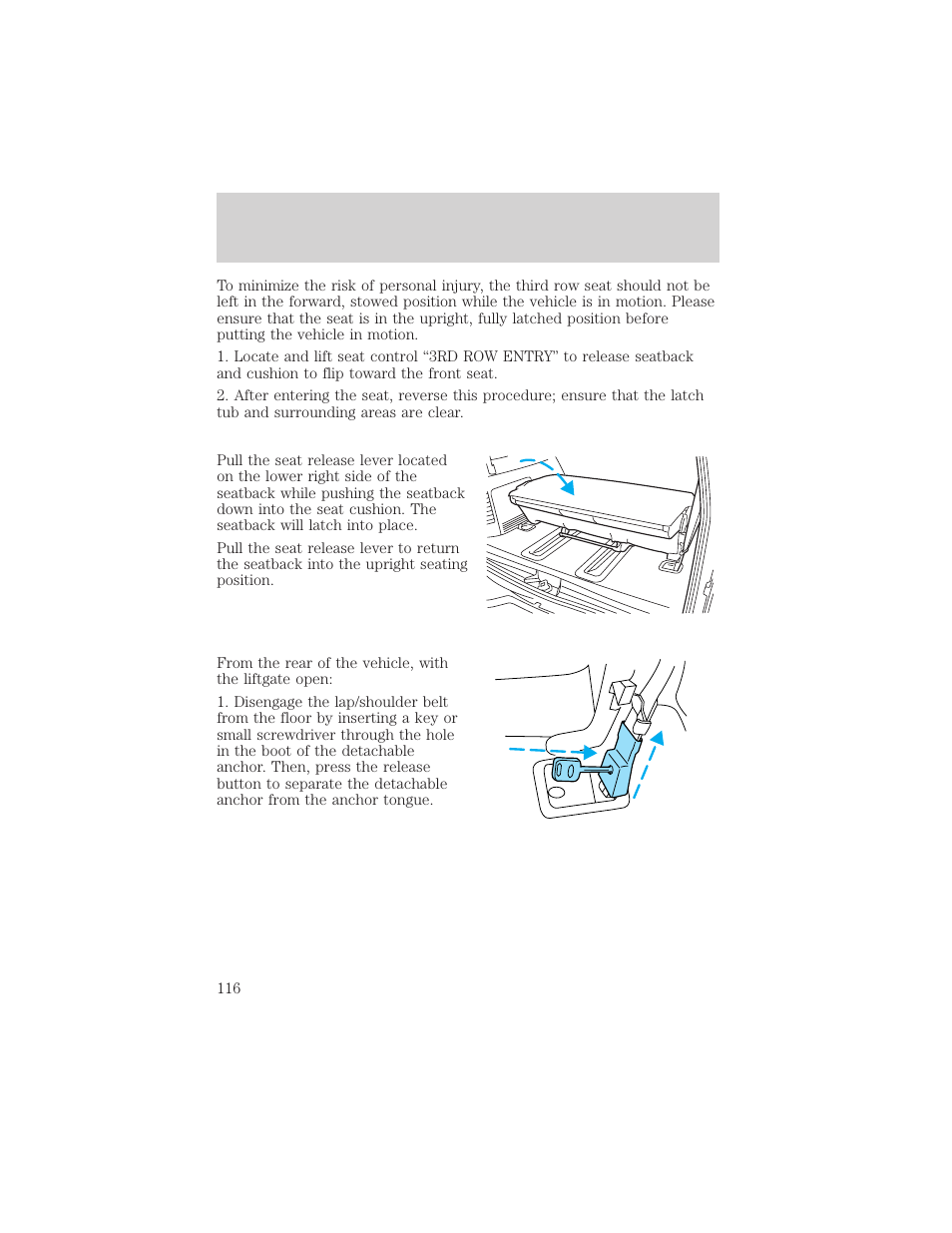 Seating and safety restraints | FORD 2002 Expedition User Manual | Page 116 / 280