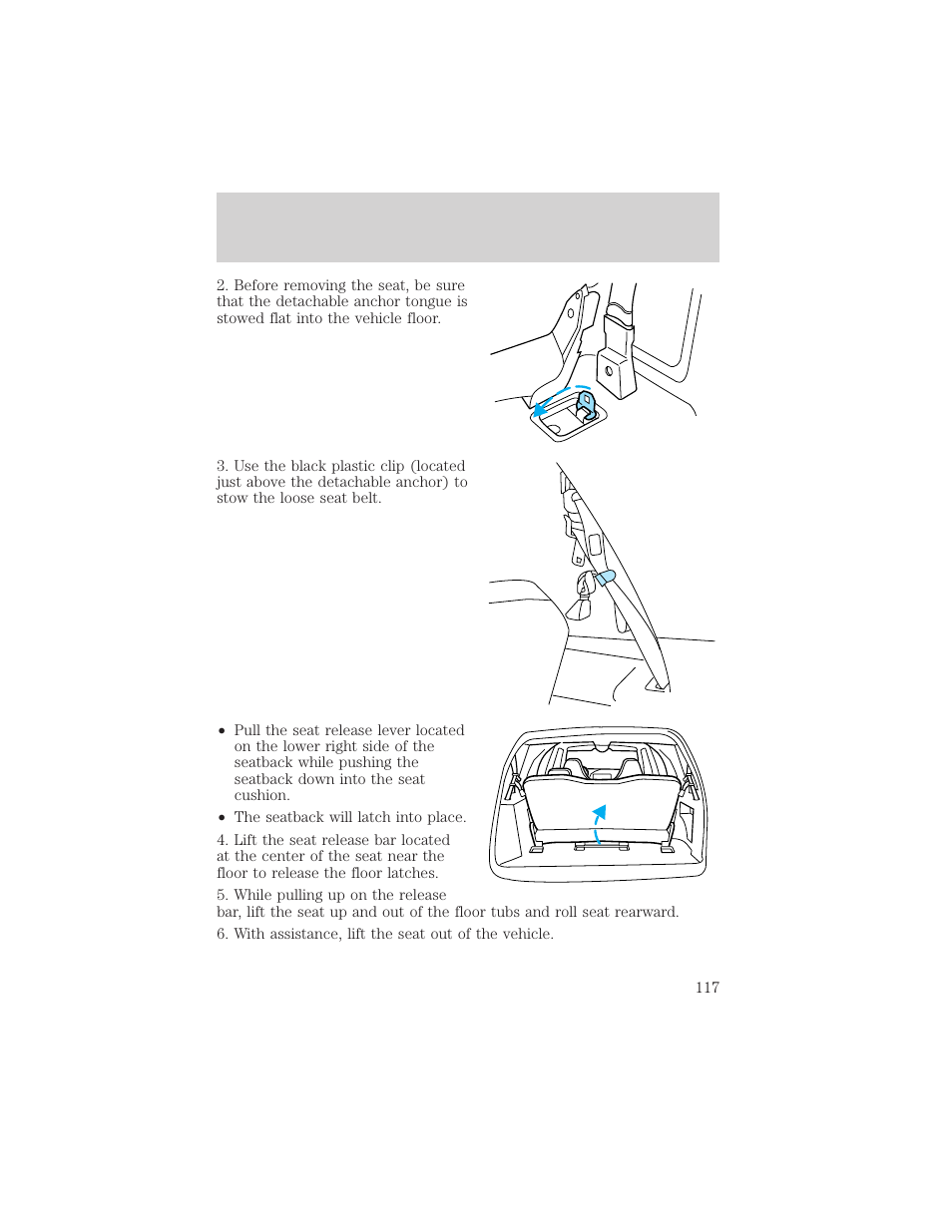 Seating and safety restraints | FORD 2002 Expedition User Manual | Page 117 / 280