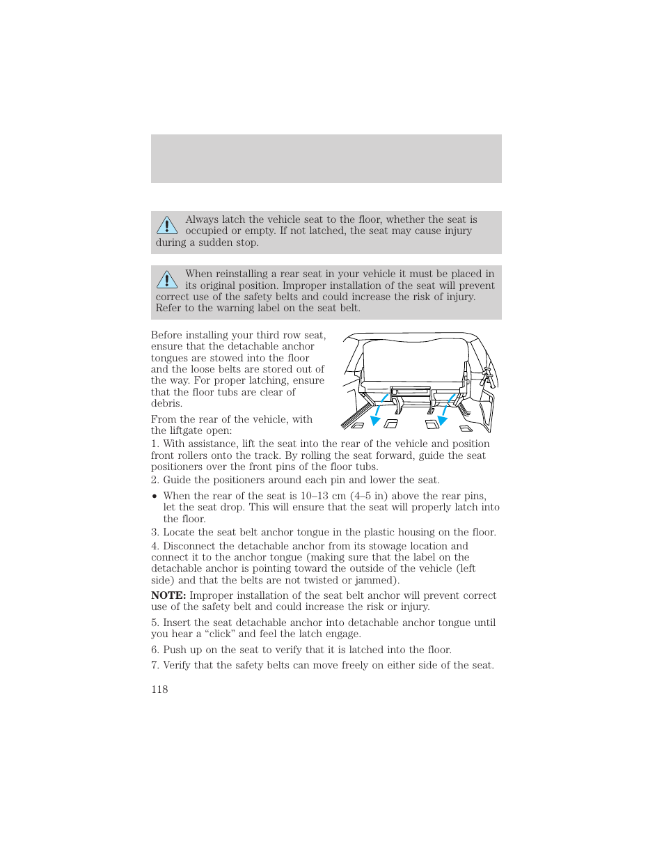 Seating and safety restraints | FORD 2002 Expedition User Manual | Page 118 / 280