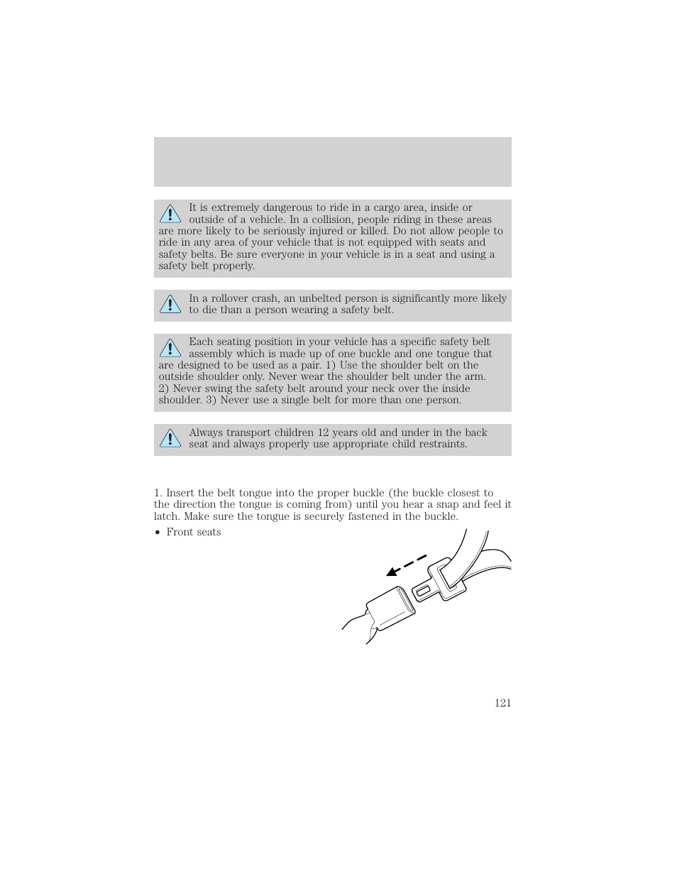 Seating and safety restraints | FORD 2002 Expedition User Manual | Page 121 / 280