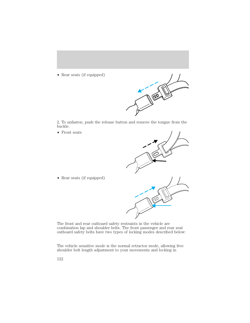 Seating and safety restraints | FORD 2002 Expedition User Manual | Page 122 / 280