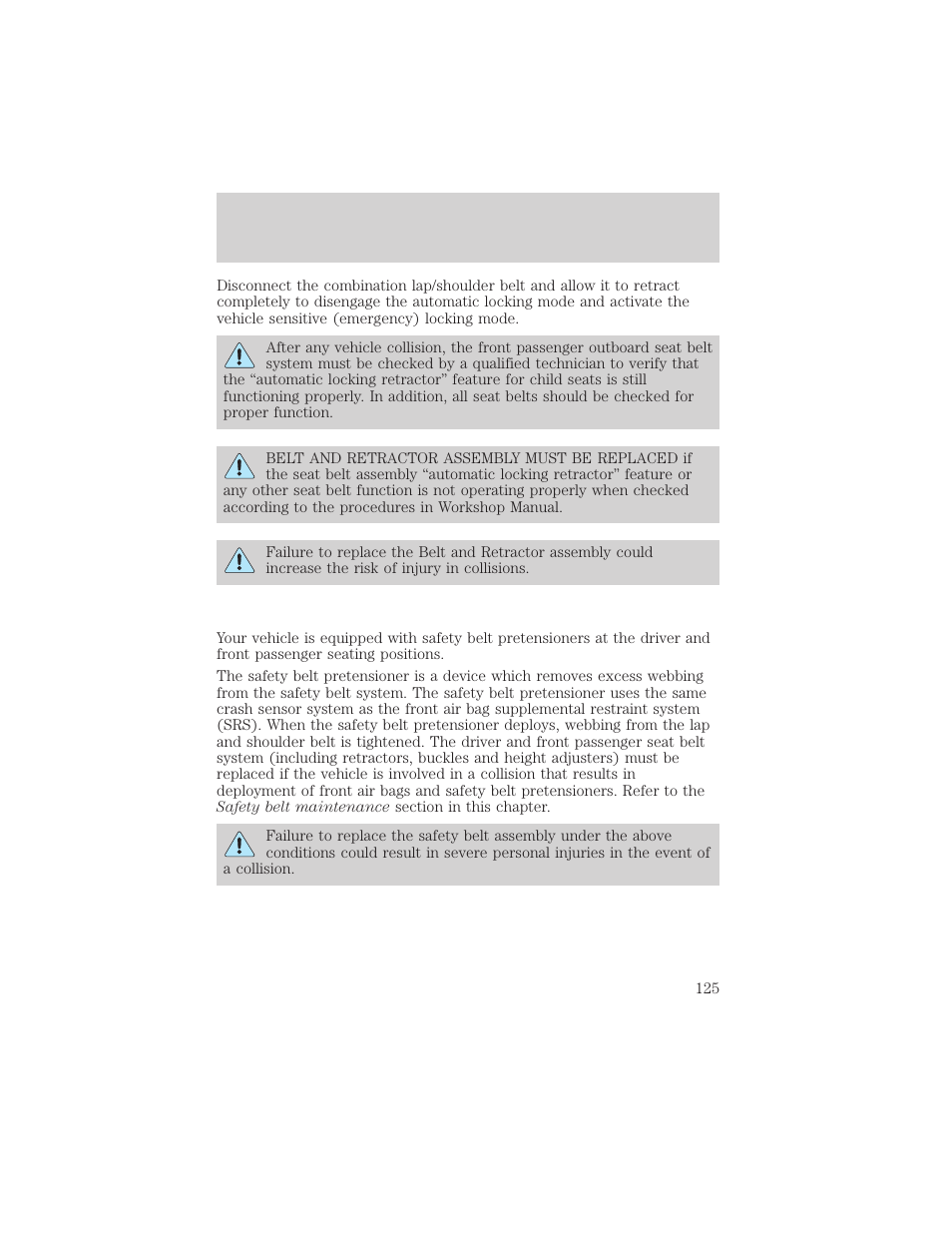 Seating and safety restraints | FORD 2002 Expedition User Manual | Page 125 / 280