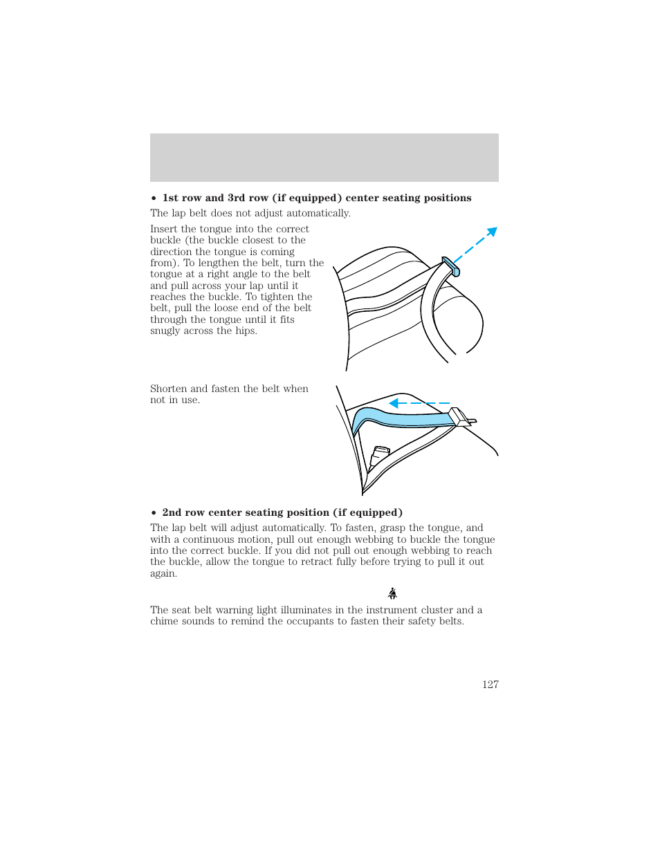 Seating and safety restraints | FORD 2002 Expedition User Manual | Page 127 / 280
