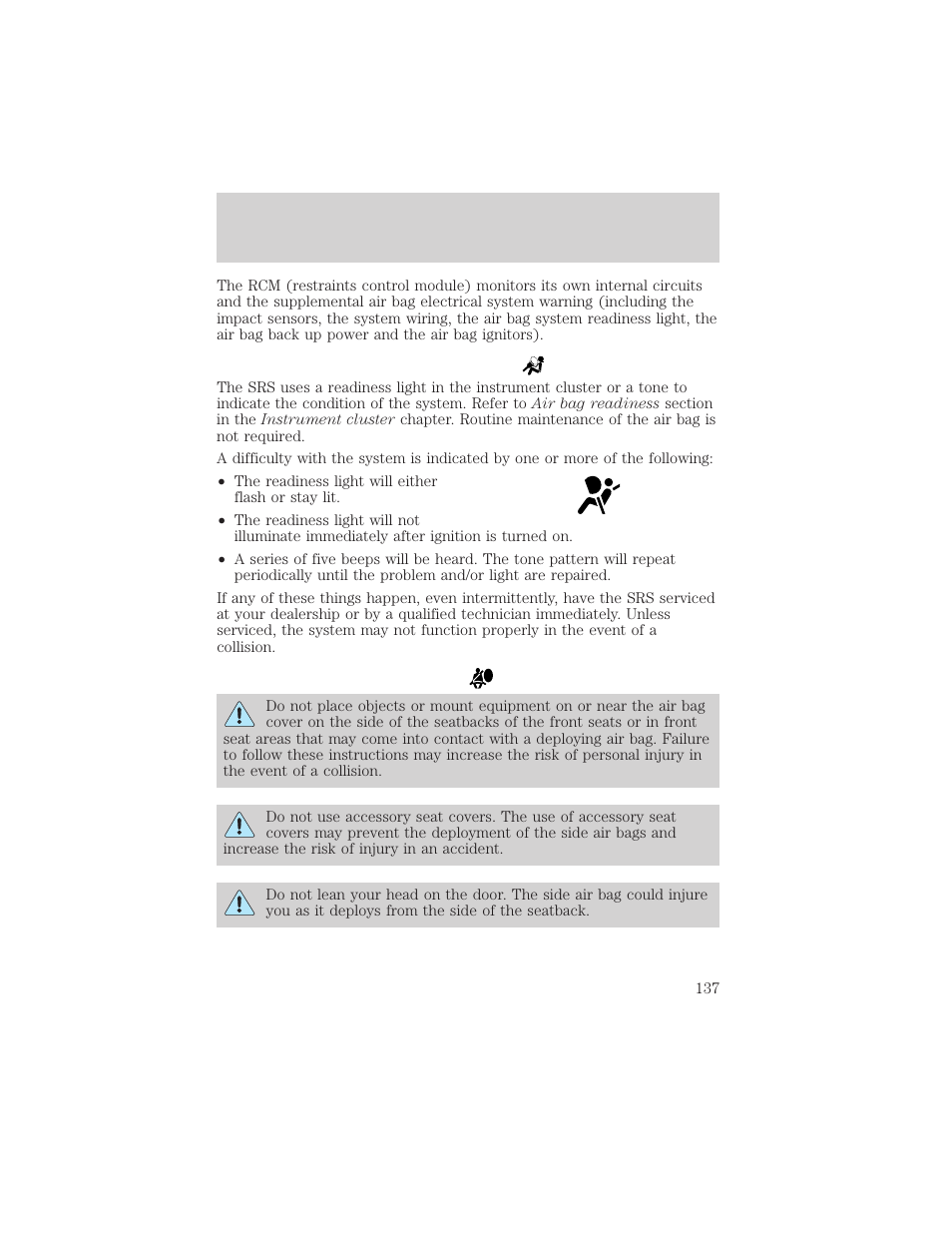Seating and safety restraints | FORD 2002 Expedition User Manual | Page 137 / 280