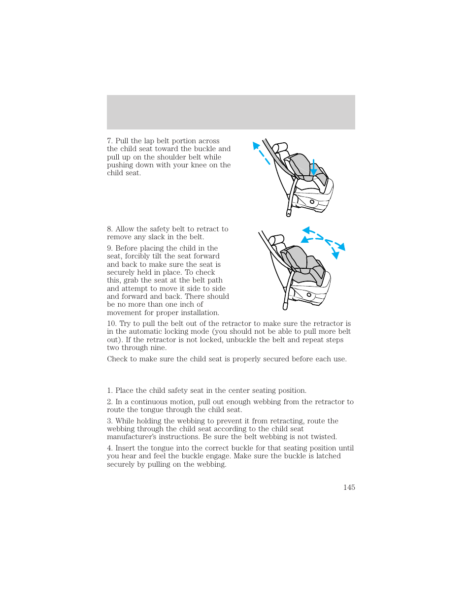Seating and safety restraints | FORD 2002 Expedition User Manual | Page 145 / 280