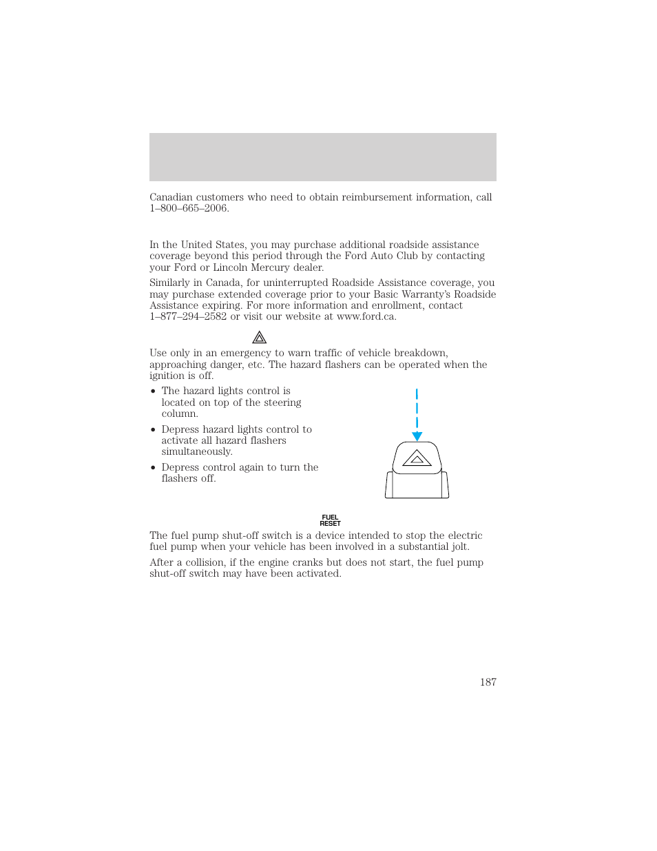 Roadside emergencies | FORD 2002 Expedition User Manual | Page 187 / 280