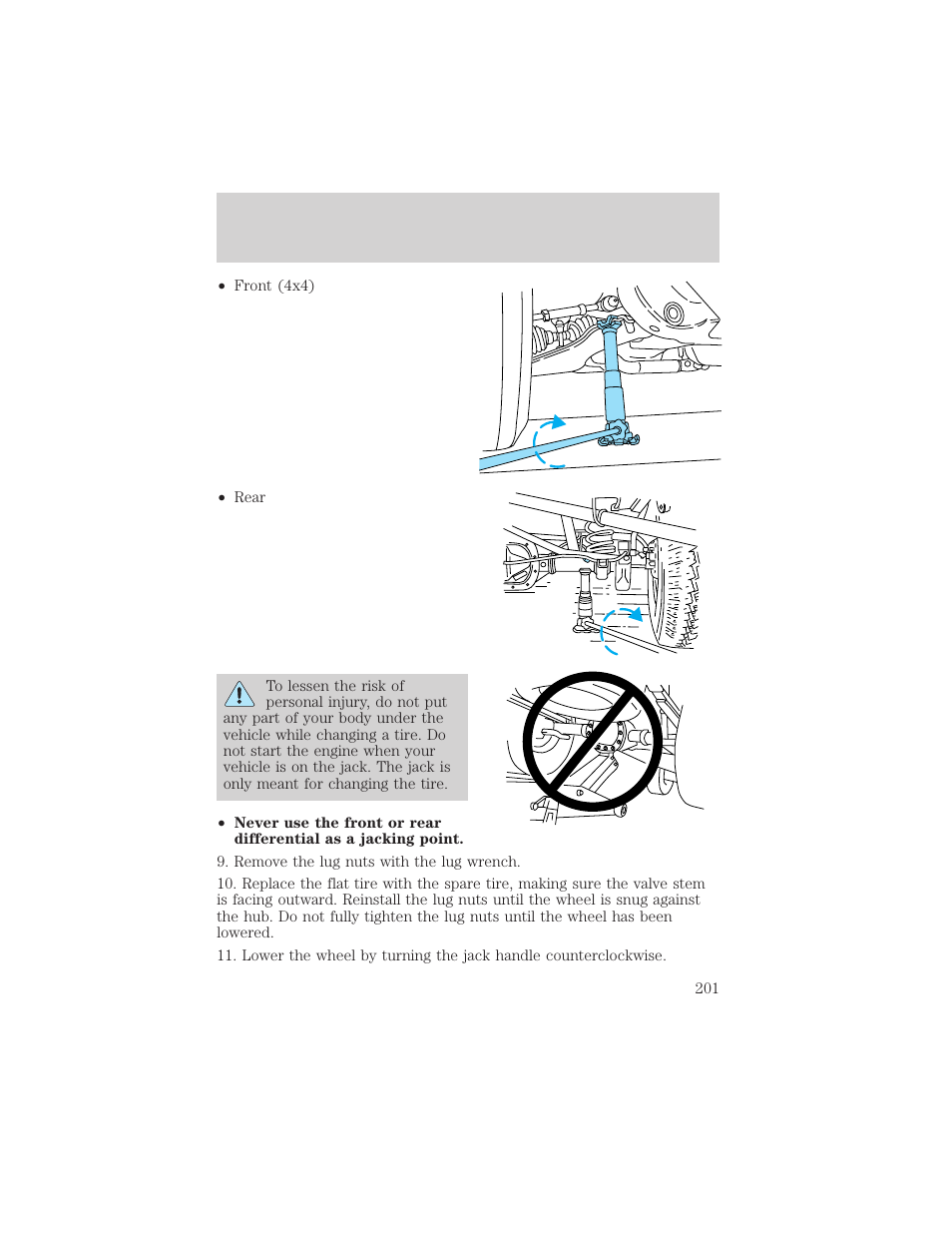 Roadside emergencies | FORD 2002 Expedition User Manual | Page 201 / 280