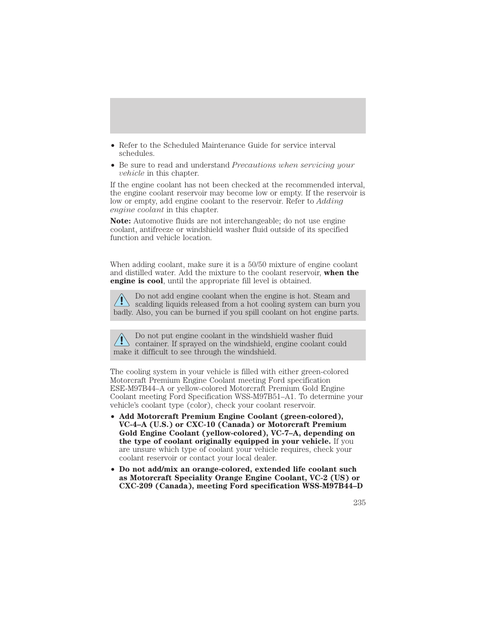 Maintenance and specifications | FORD 2002 Expedition User Manual | Page 235 / 280