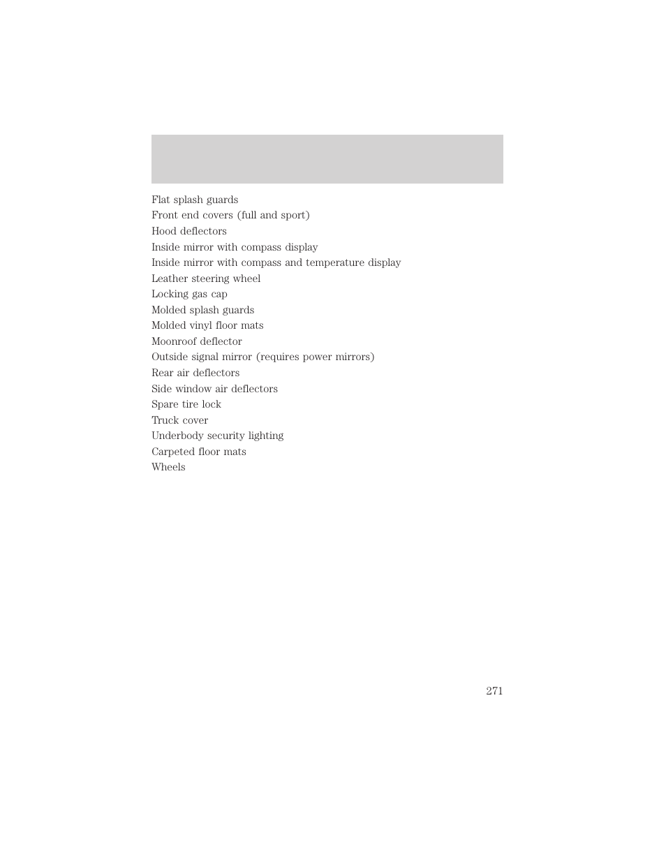 Accessories | FORD 2002 Expedition User Manual | Page 271 / 280