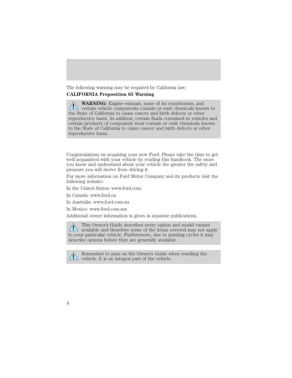 Introduction | FORD 2002 Expedition User Manual | Page 4 / 280