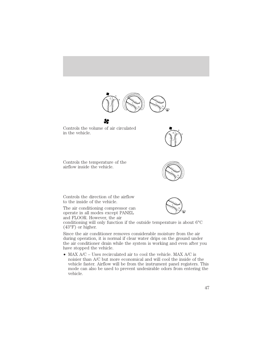 Climate controls | FORD 2002 Expedition User Manual | Page 47 / 280