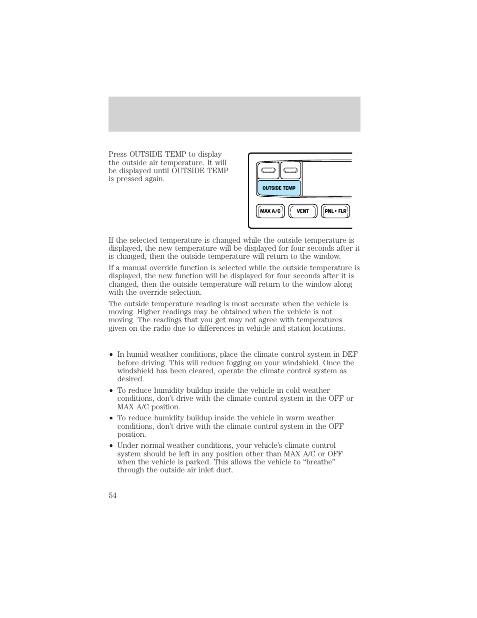 Climate controls | FORD 2002 Expedition User Manual | Page 54 / 280