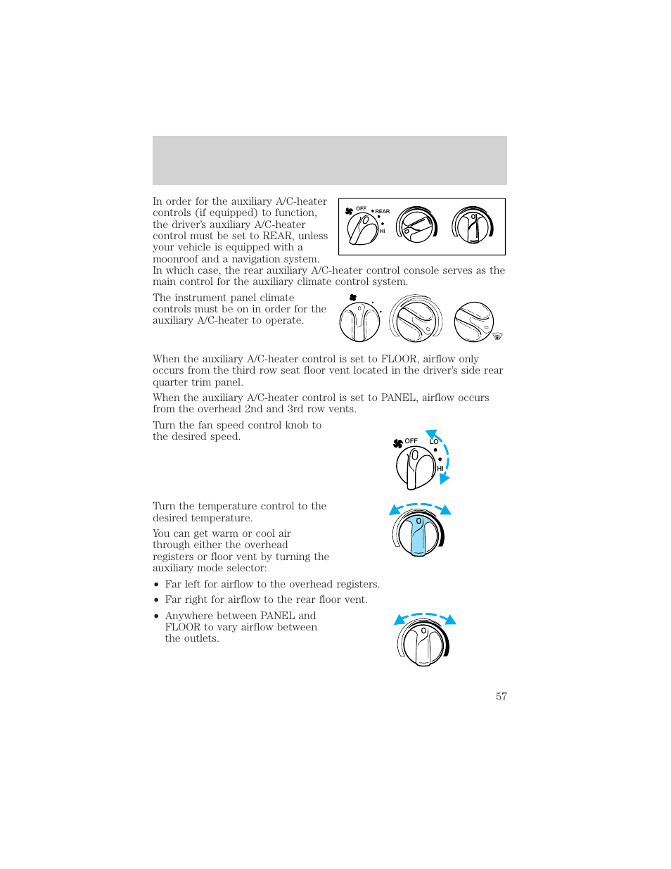 Climate controls | FORD 2002 Expedition User Manual | Page 57 / 280