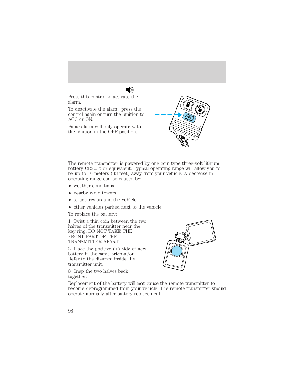 Locks and security | FORD 2002 Expedition User Manual | Page 98 / 280