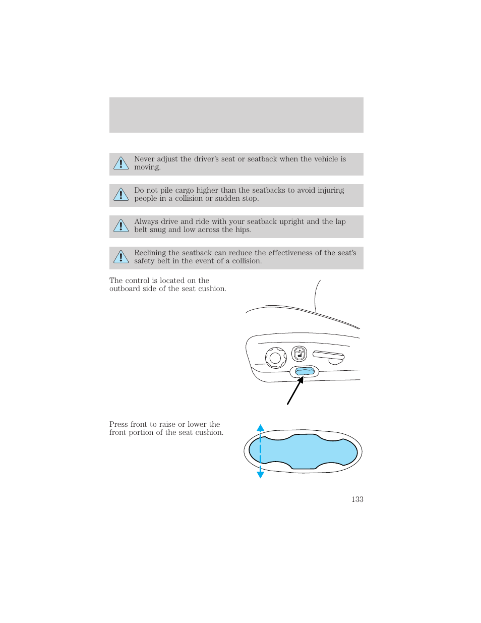 Seating and safety restraints | FORD 2002 Explorer v.1 User Manual | Page 133 / 312