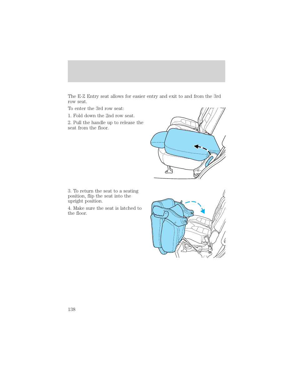 Seating and safety restraints | FORD 2002 Explorer v.1 User Manual | Page 138 / 312