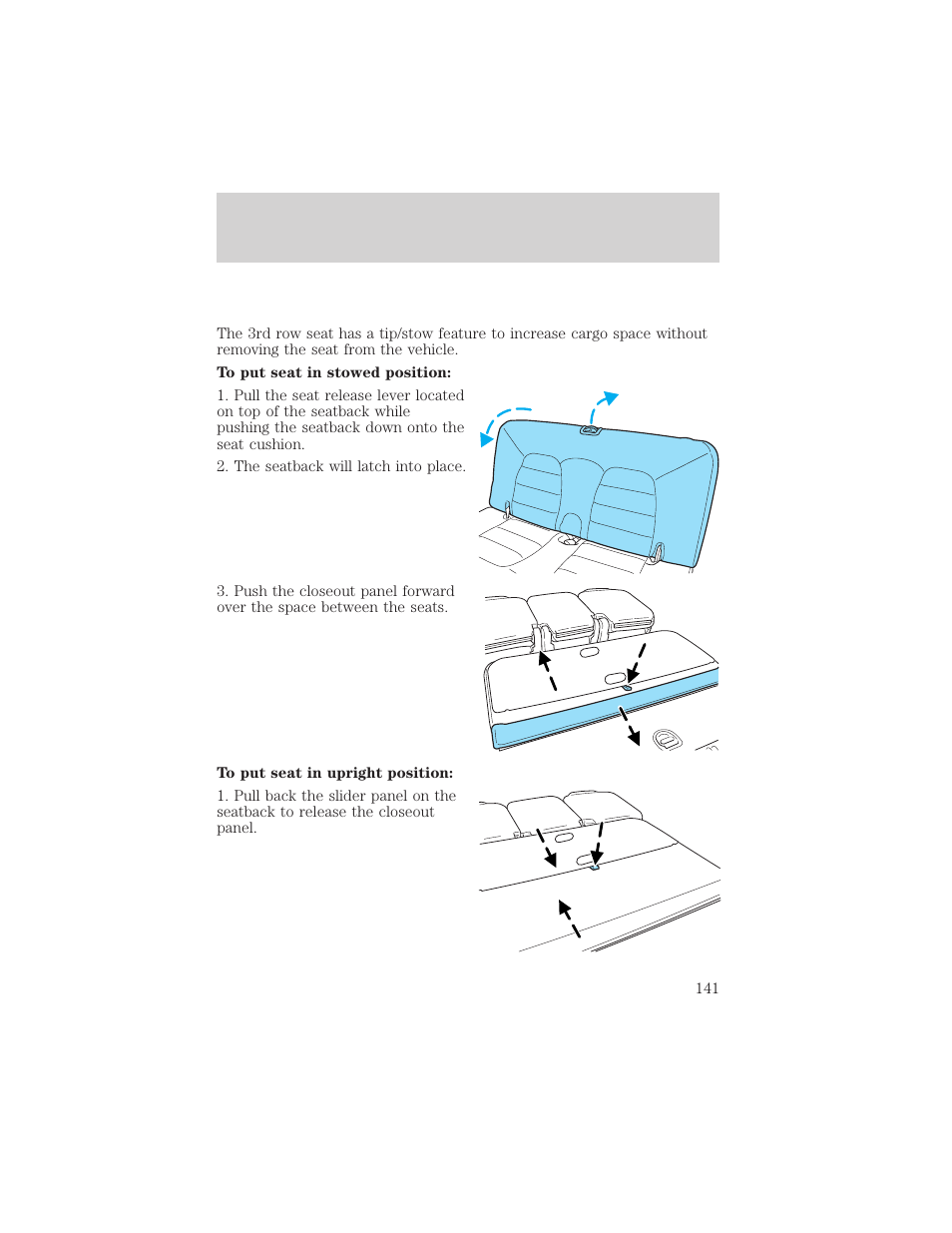 Seating and safety restraints | FORD 2002 Explorer v.1 User Manual | Page 141 / 312