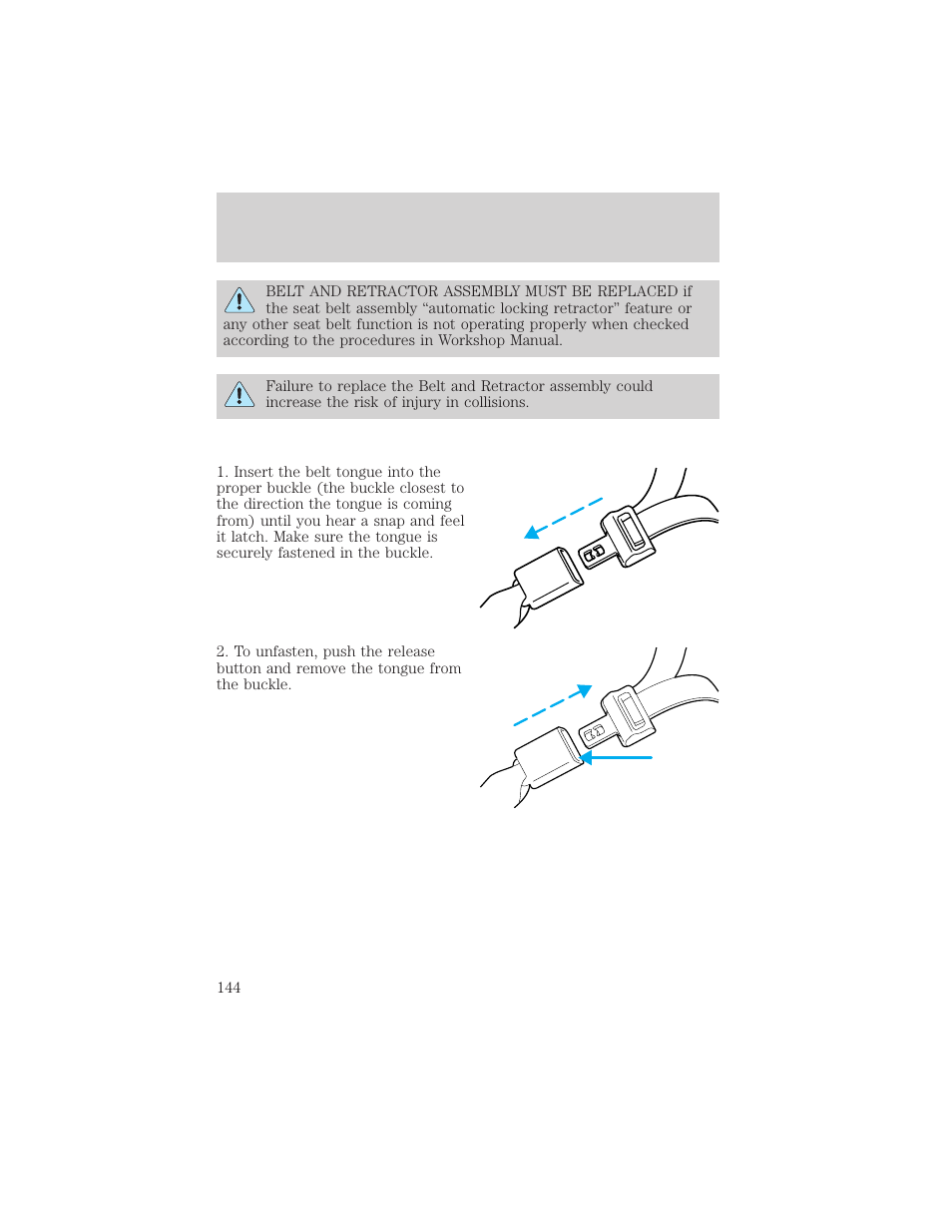 Seating and safety restraints | FORD 2002 Explorer v.1 User Manual | Page 144 / 312