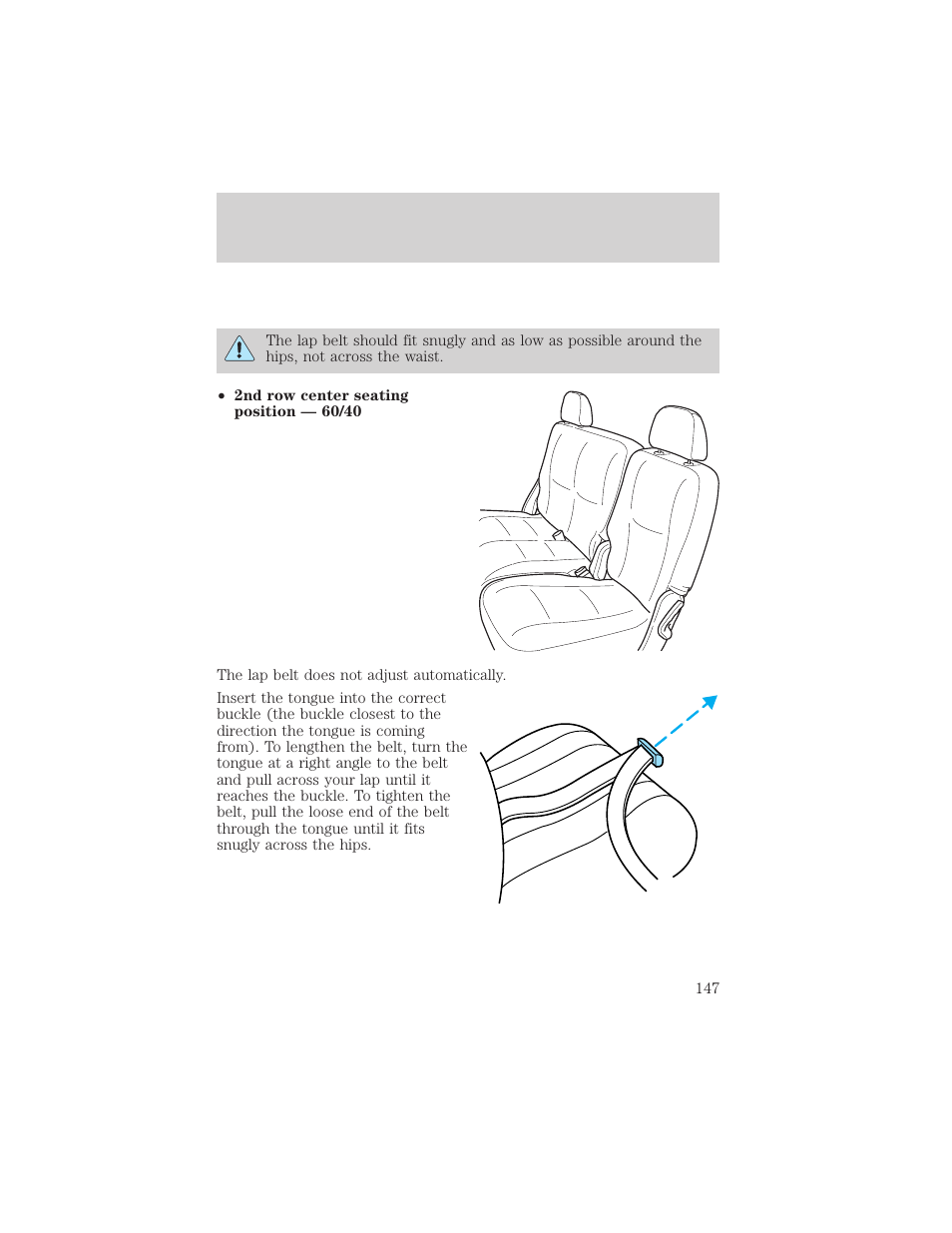 Seating and safety restraints | FORD 2002 Explorer v.1 User Manual | Page 147 / 312