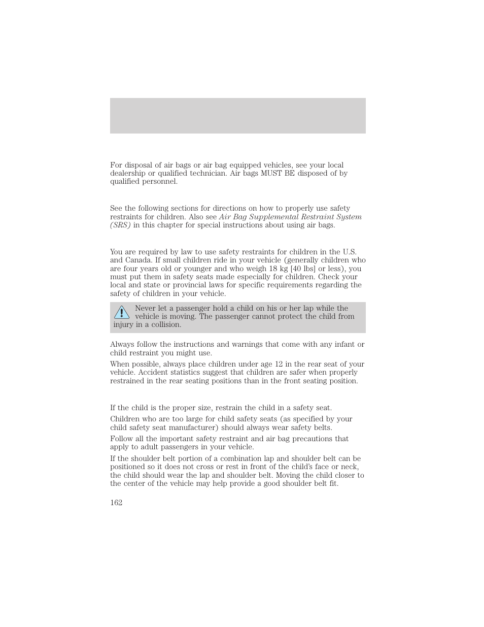 Seating and safety restraints | FORD 2002 Explorer v.1 User Manual | Page 162 / 312