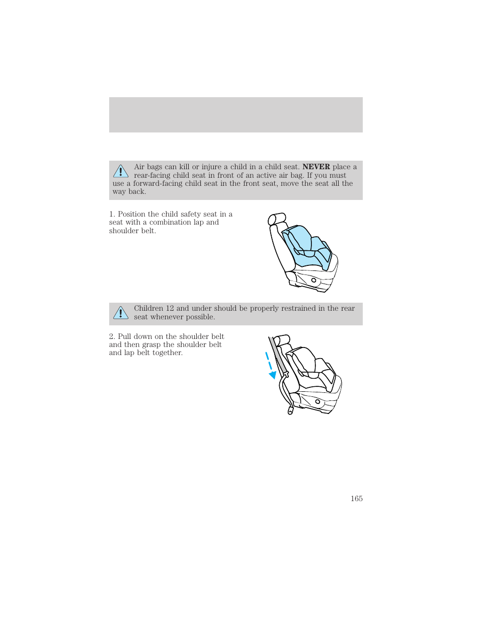 Seating and safety restraints | FORD 2002 Explorer v.1 User Manual | Page 165 / 312