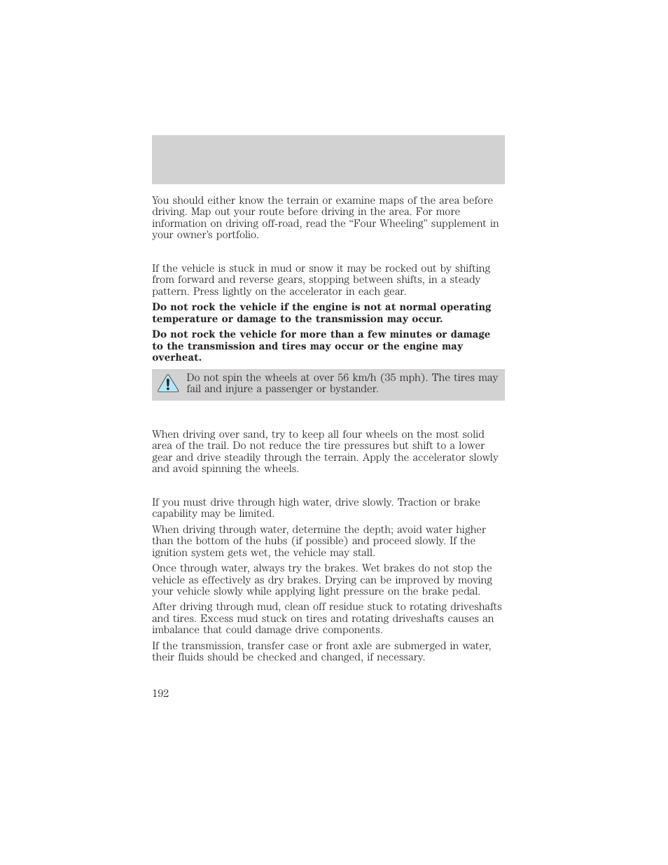 Driving | FORD 2002 Explorer v.1 User Manual | Page 192 / 312
