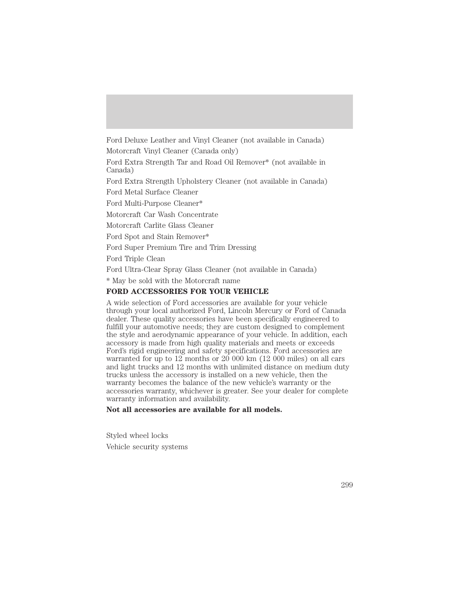Customer assistance | FORD 2002 Explorer v.1 User Manual | Page 299 / 312