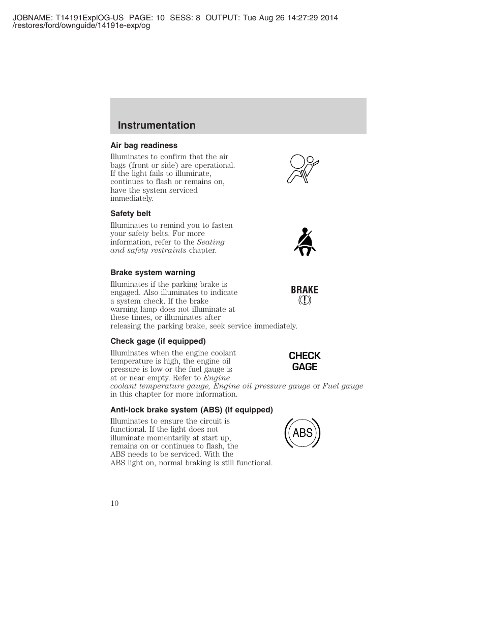 Instrumentation | FORD 2002 Explorer v.2 User Manual | Page 10 / 328