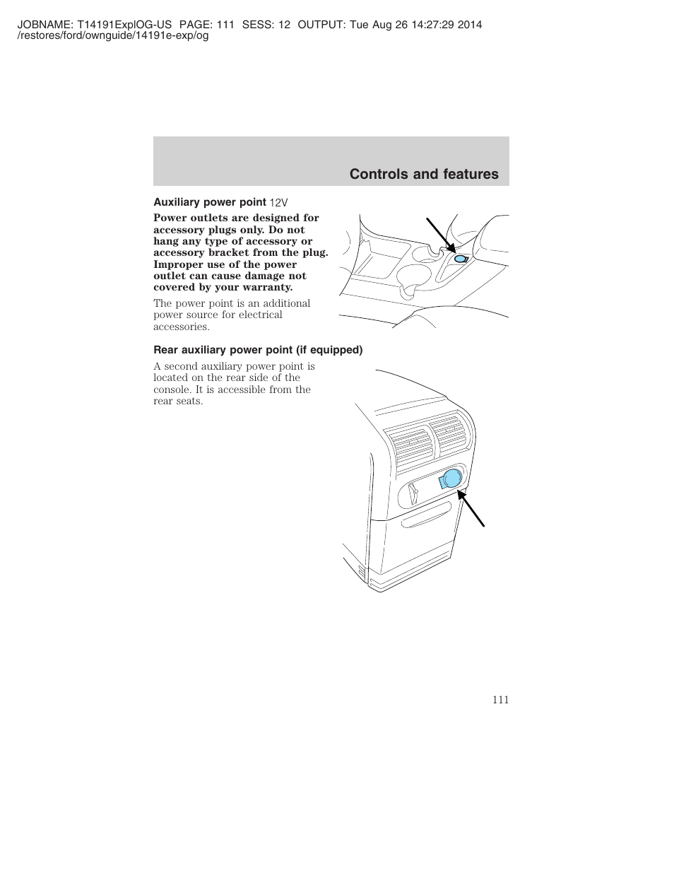 Controls and features | FORD 2002 Explorer v.2 User Manual | Page 111 / 328