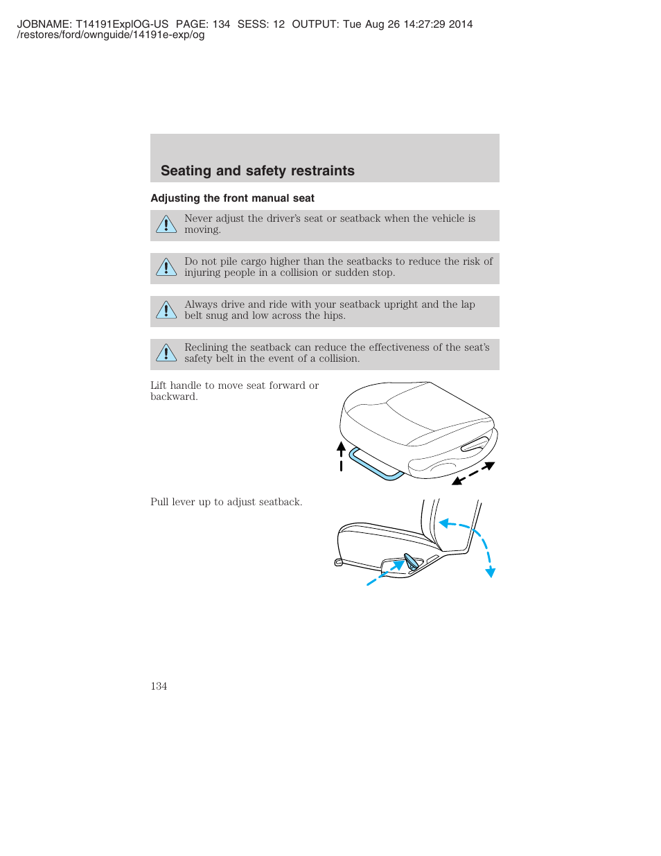 Seating and safety restraints | FORD 2002 Explorer v.2 User Manual | Page 134 / 328