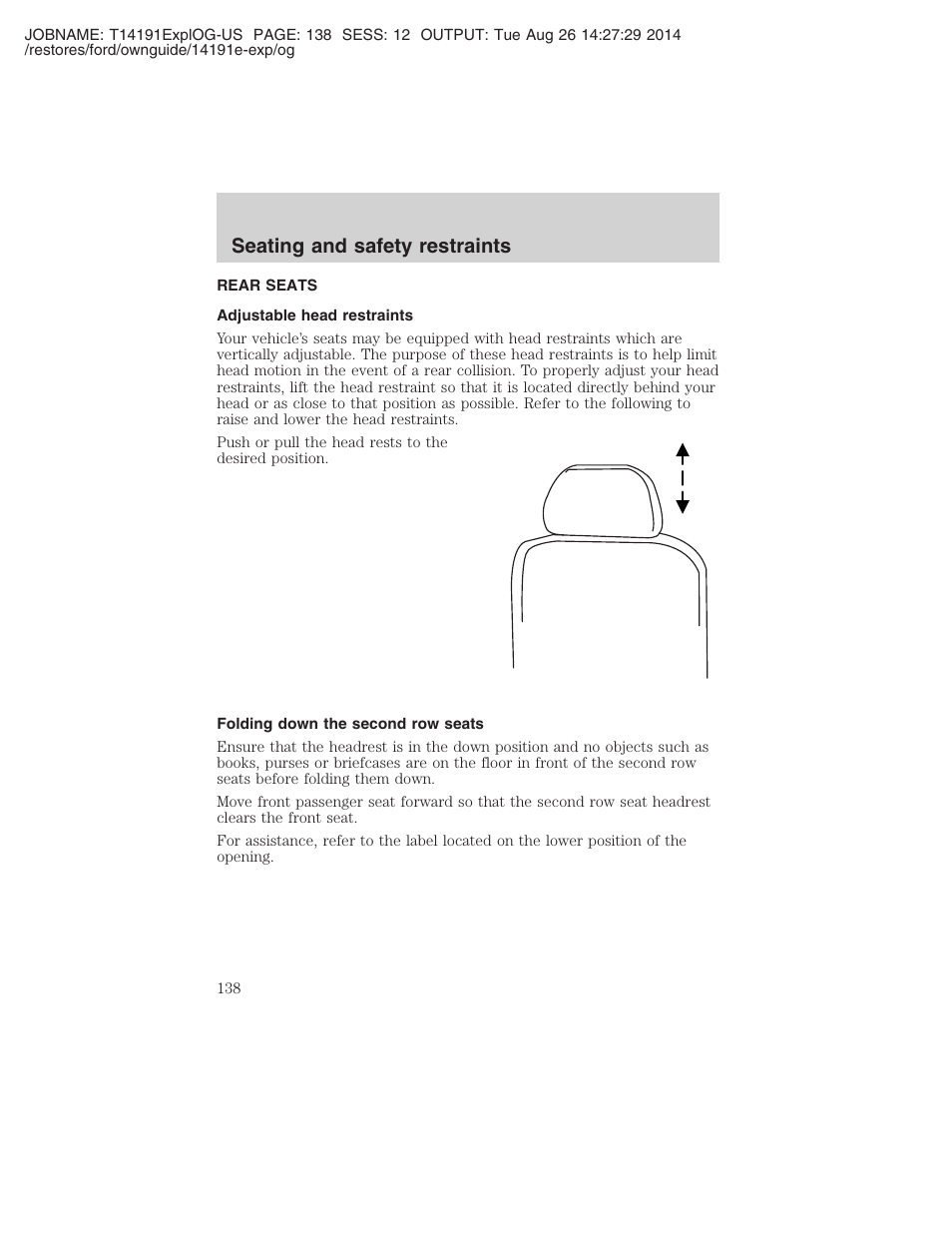 Seating and safety restraints | FORD 2002 Explorer v.2 User Manual | Page 138 / 328