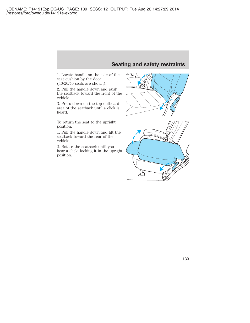 Seating and safety restraints | FORD 2002 Explorer v.2 User Manual | Page 139 / 328