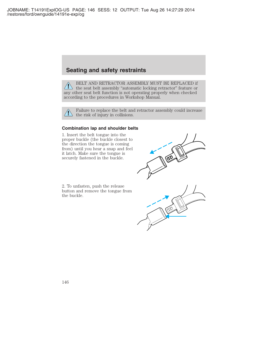 Seating and safety restraints | FORD 2002 Explorer v.2 User Manual | Page 146 / 328