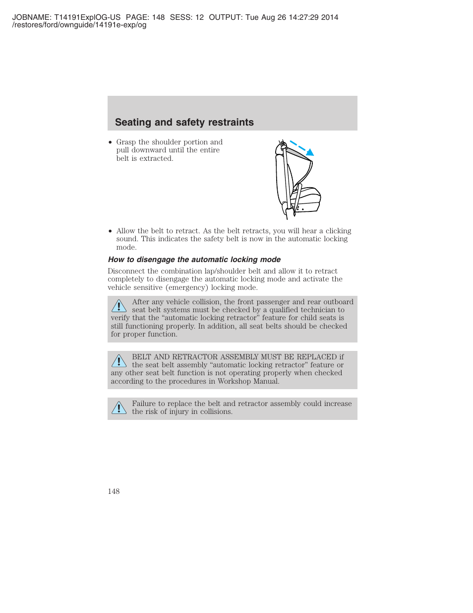 Seating and safety restraints | FORD 2002 Explorer v.2 User Manual | Page 148 / 328