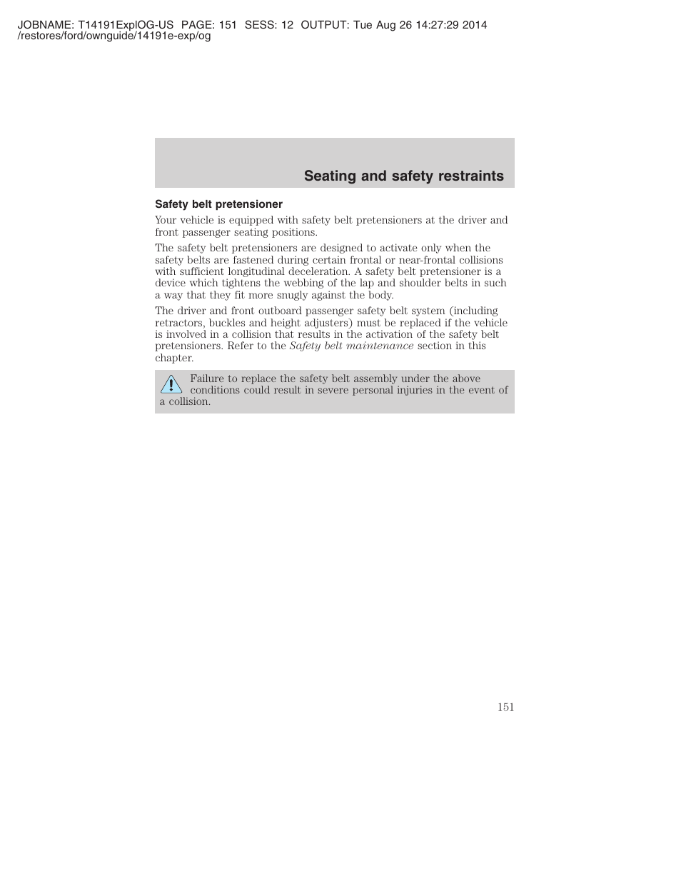 Seating and safety restraints | FORD 2002 Explorer v.2 User Manual | Page 151 / 328