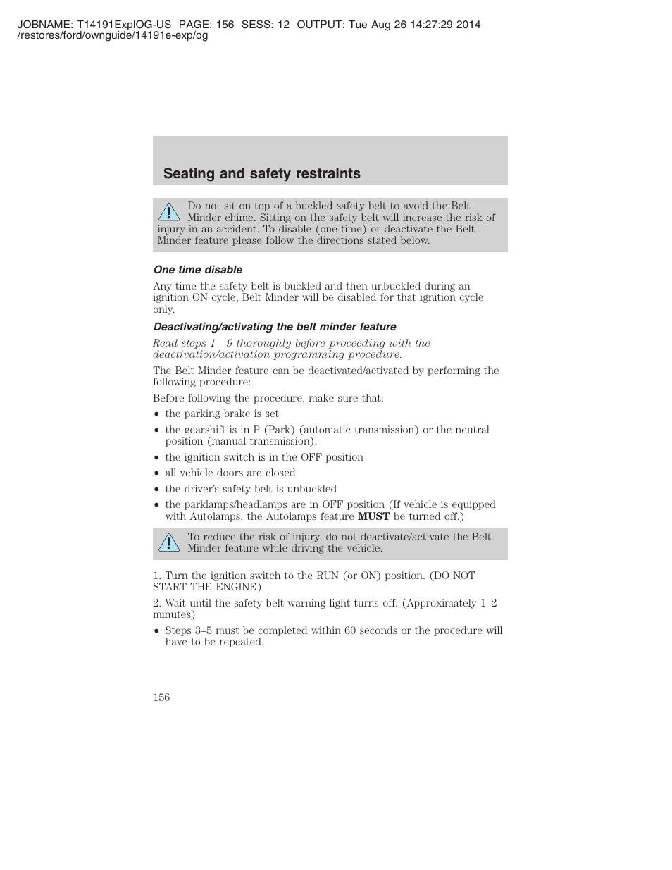 Seating and safety restraints | FORD 2002 Explorer v.2 User Manual | Page 156 / 328